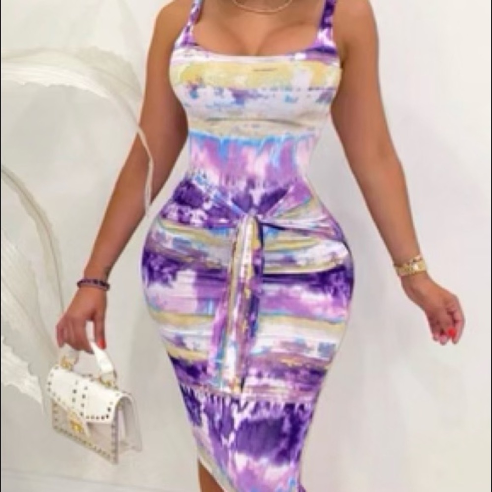 Tie-Dye Bandage Design Knee Length Dress